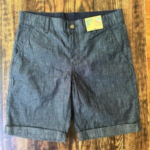 NWT Therabouts Boys Flex Chino Cuffed Shorts | Med Indigo Chambray | Size 16H